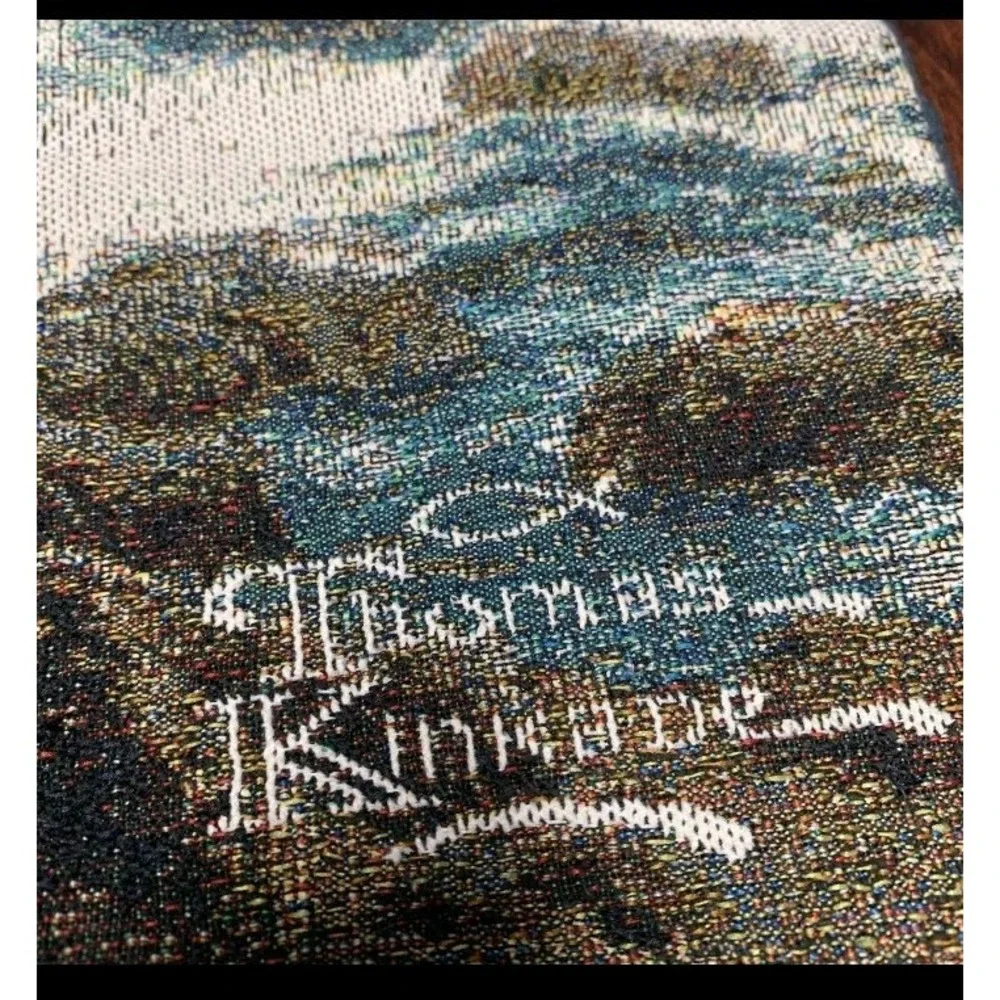Beautiful Thomas Kinkade Tapestry 33x 26 A Light In The Storm John 8: 12. No Rod